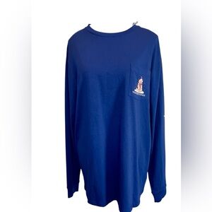 Vineyard Vines Navy Long Sleeve Shirt with Pocket Detail